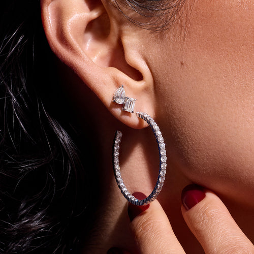 4.10tcw Diamond Inside-Out Hoop Earrings Image 2