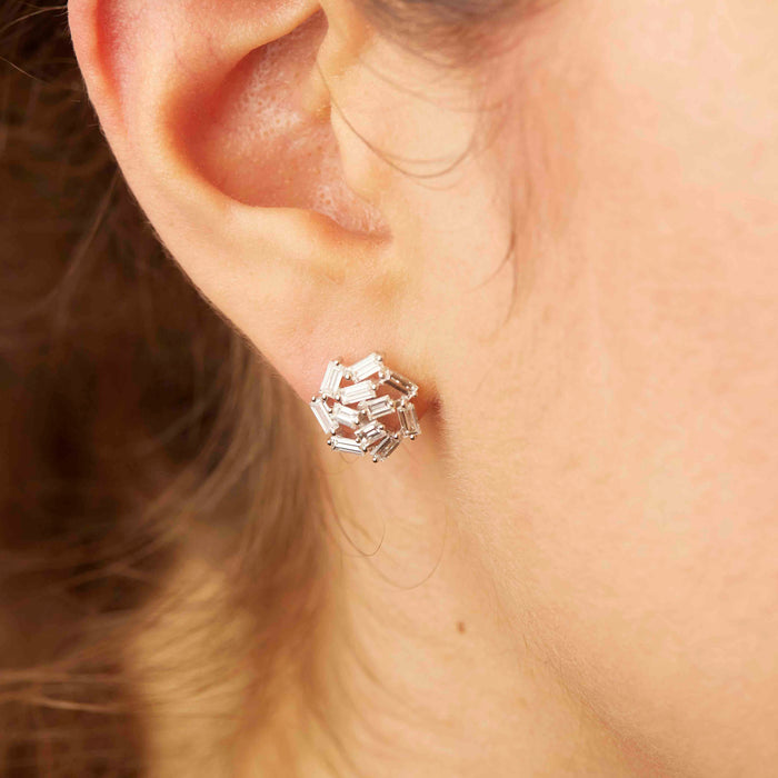 Diamond Flower Mosaic Stud Earrings