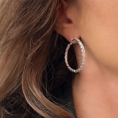 9.94tcw Diamond Baguette Hoop Earrings Image 2