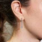 Geometric Diamond Offset Drop Earrings