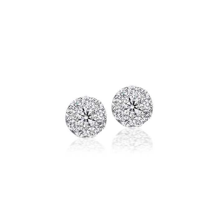 1.59ct Diamond Cluster Stud Earrings