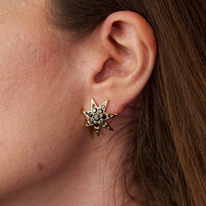 Double Star Studs, Black Diamonds – Mora Designer Jewelry