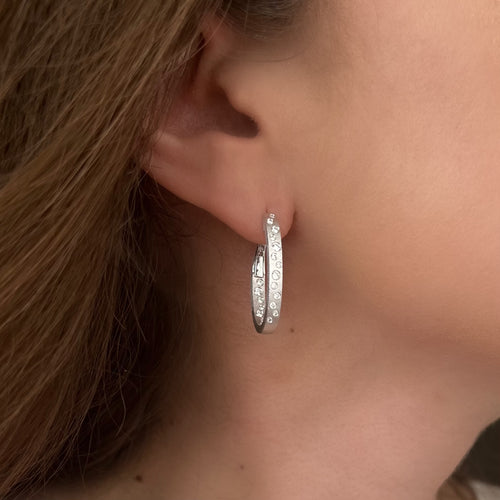 Diamond Oval Hoop Earrings Image 2