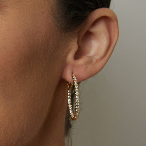 Diamond Hex Hoop Earrings Image 2