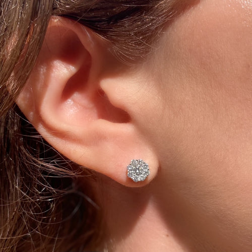 0.98tcw Diamond Cluster Stud Earrings Image 2