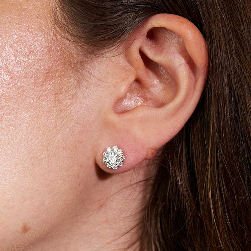 1.52tcw Diamond Cluster Stud Earrings Image 2