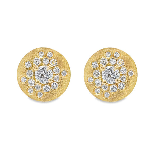 Diamond Disc Stud Earrings