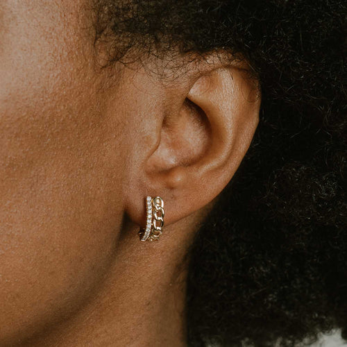 Diamond Link Hoop Earrings Image 2