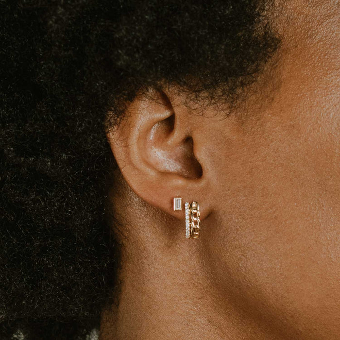 Diamond Link Hoop Earrings