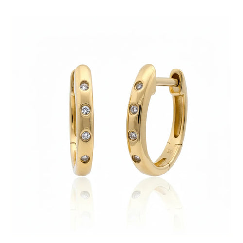 Petite 4-Diamond Huggie Earrings