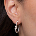 Emerald Diamond Center Hoop Earrings