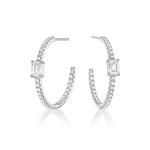 Emerald Diamond Center Hoop Earrings