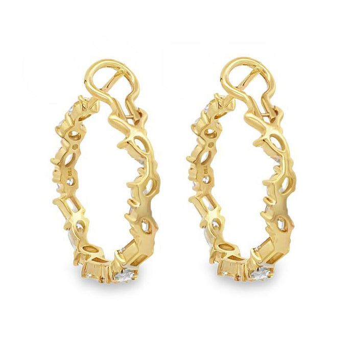 Mixed Cut Diamond Hoop Earrings