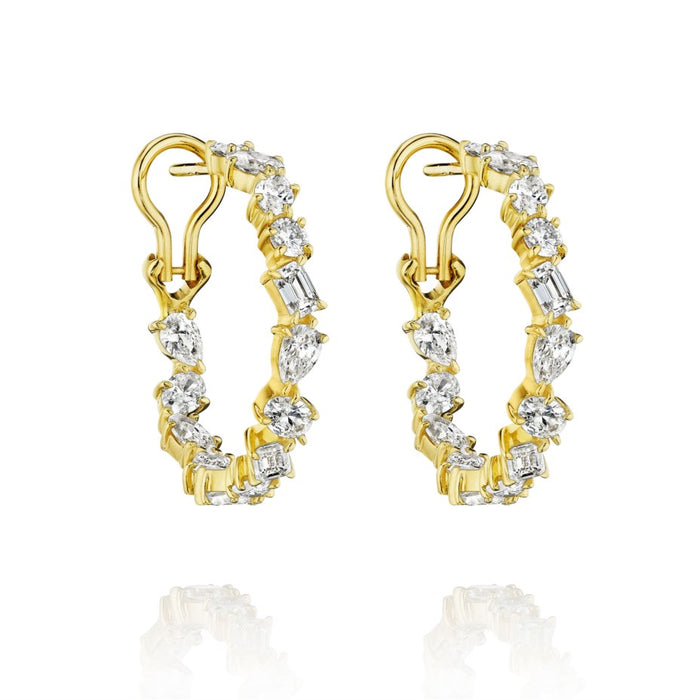 Mixed Cut Diamond Hoop Earrings