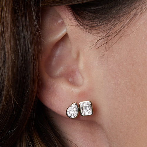 Diamond Toi et Moi Cluster Stud Earrings Image 2