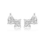 Radiant & Pear Diamond Stud Earrings