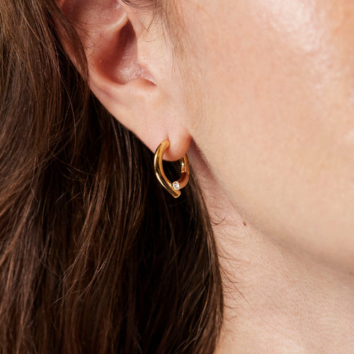 Diamond Mini Oera Hoop Earrings Image 2