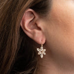 Diamond Flower Drop Earrings