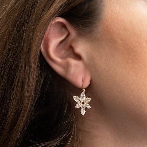 Diamond Flower Drop Earrings Image 2