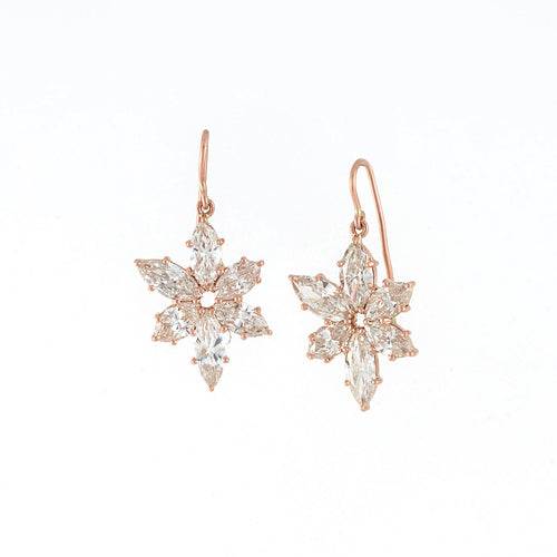 Diamond Flower Drop Earrings