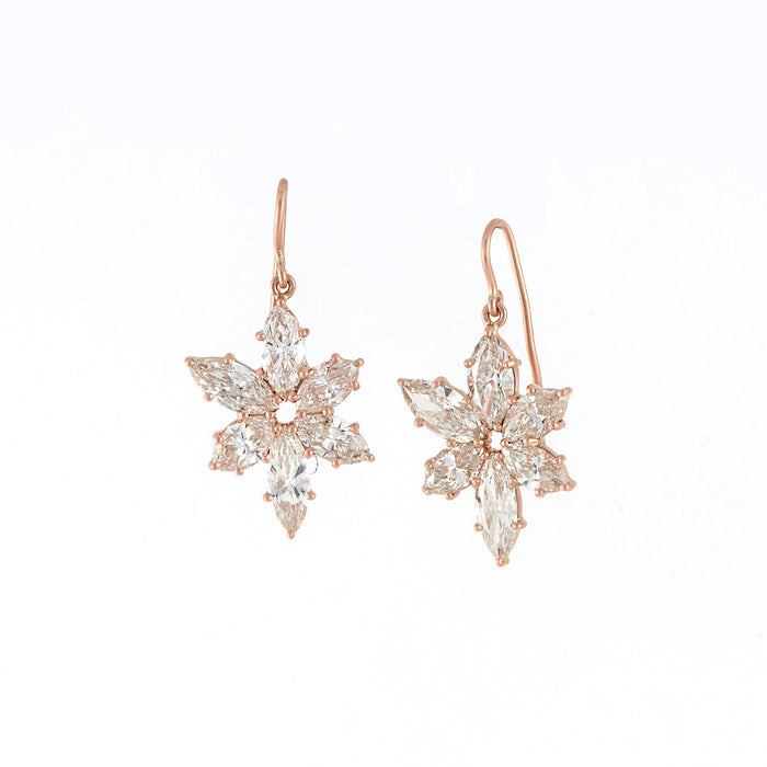Diamond Flower Drop Earrings
