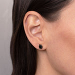 Asymmetric Black Diamond Stud Earrings