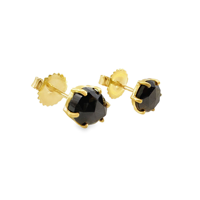 Asymmetric Black Diamond Stud Earrings
