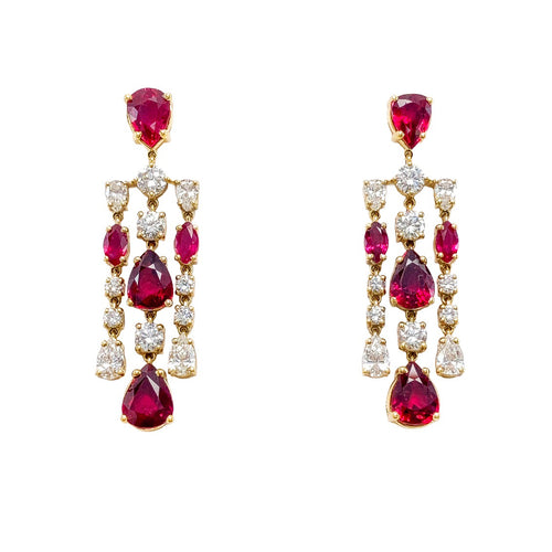 Ruby & Diamond Chandelier Drop Earrings