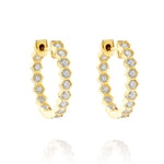 Diamond Hex Huggie Earrings