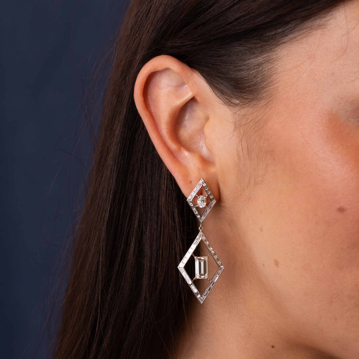 Diamond Geometric Drop Earrings