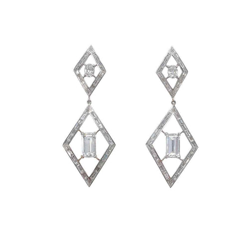 Diamond Geometric Drop Earrings