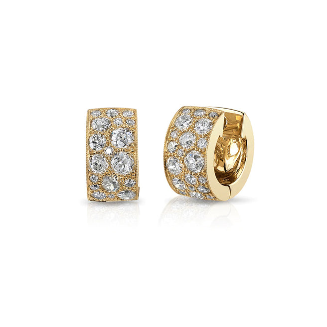 Diamond Cobblestone Huggie Earrings