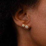 Diamond Duo Hex Stud Earrings