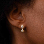 Diamond Duo Hex Stud Earrings