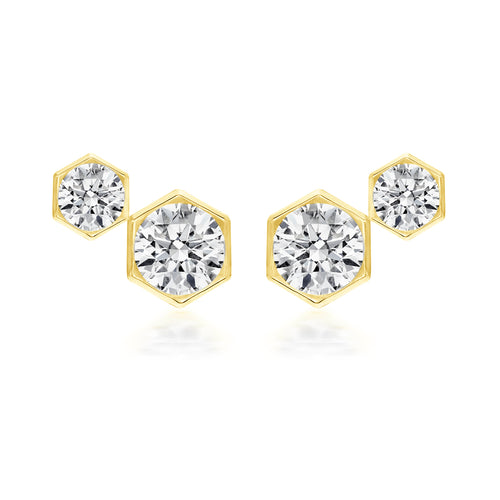 Diamond Duo Hex Stud Earrings