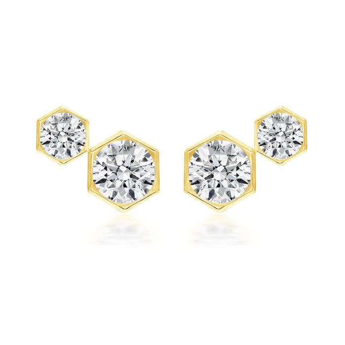 Diamond Duo Hex Stud Earrings