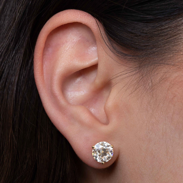 4.43tcw Antique Old European Cut Diamond Stud Earrings