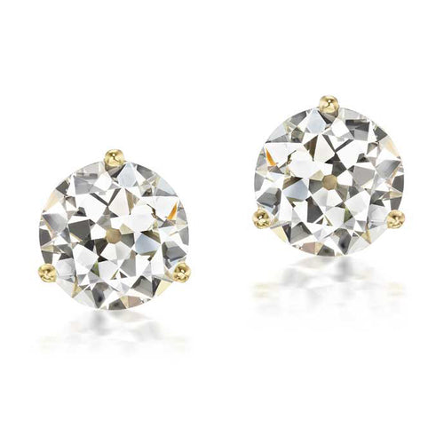 4.43tcw Antique Old European Cut Diamond Stud Earrings