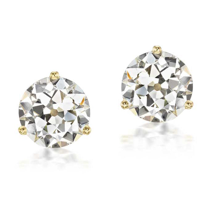 4.43tcw Antique Old European Cut Diamond Stud Earrings