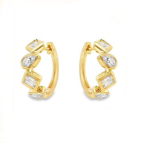 Diamond Mixed Shapes Hoop Earrings
