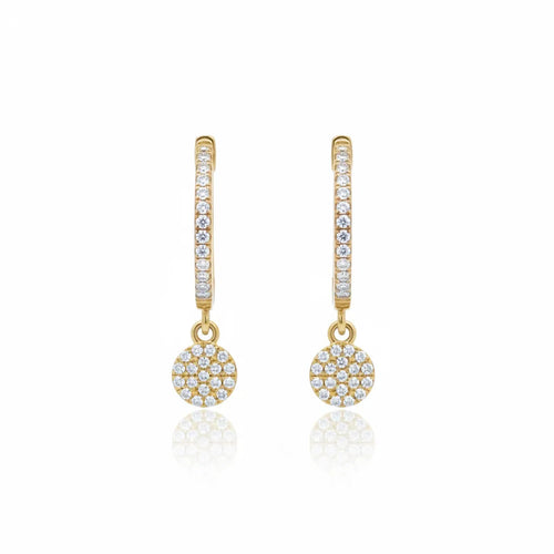 Diamond Disc Drop Huggie Earrings
