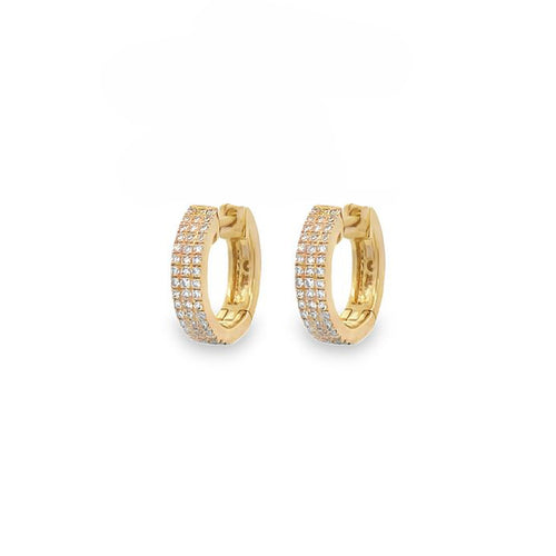 Pavé Diamond 3-Row Huggie Earrings