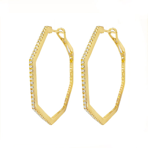 Diamond Octagon Hoop Earring