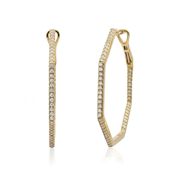 Diamond Octagon Hoop Earring