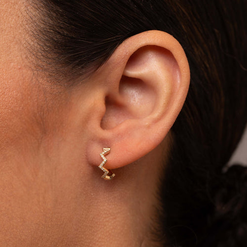 Diamond ZigZag Huggie Earrings Image 2