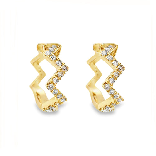 Diamond ZigZag Huggie Earrings