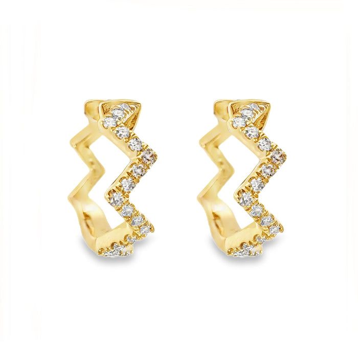 Diamond ZigZag Huggie Earrings