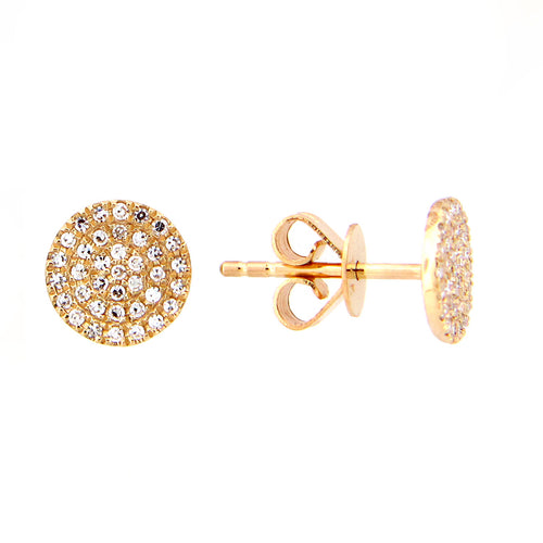 Diamond Pave Disc Stud Earrings