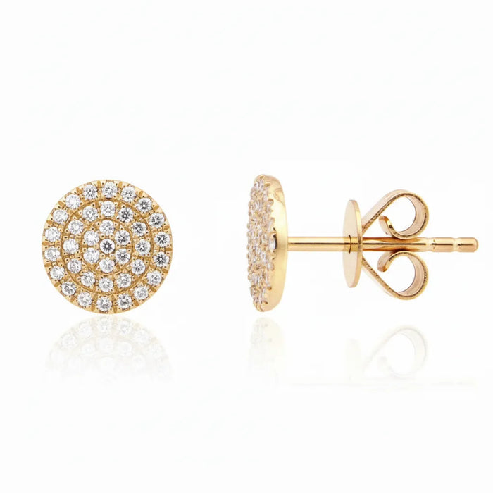 Diamond Pave Disc Stud Earrings