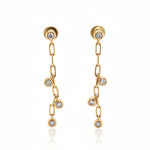 Diamond Bezel Paperclip Drop Earrings